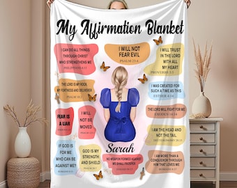 Personalized Christian Gift Blanket Scripture Verse Custom Affirmation Gift Faith Gift Teen Girl Gift Baptism Confirmation Gift Bible Verse