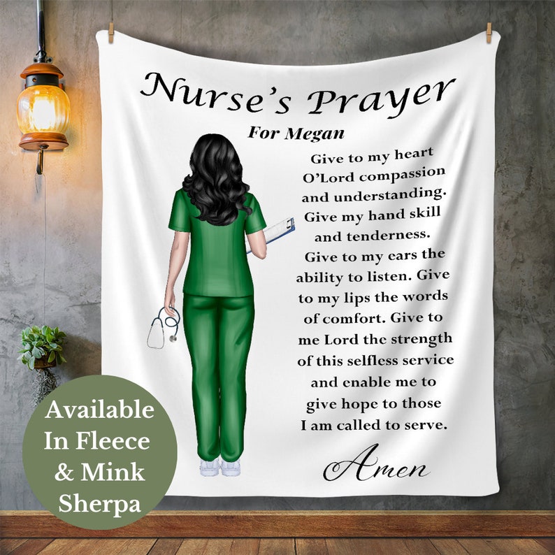 Custom Nurses Prayer Blanket, Nursing School Gift, Motivational Health
