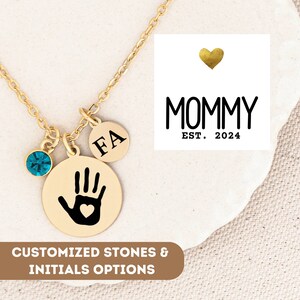 Personalized Necklace for Mom Gift, Baby Mama Gift, Mom jewelry, Handprint Necklace, Handprint Pendant, Mom necklace, Custom Mom gift