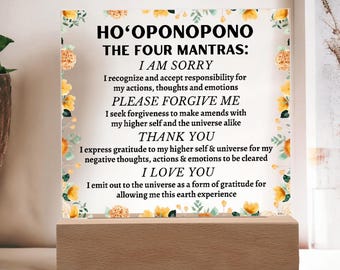 Ho'oponopono Prayer Hawaiian Plaque, Self Love Gift Hawaii Self Care Gift Mindfulness Gift Inspiration Gift Motivation Self Care Night Lamp