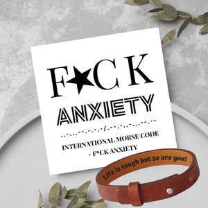 Anxiety Relief Engraved Bracelet, Calm the F Down Leather Bracelet, Emotional Support Gifts, Strength Bracelet Gift For Her and Him