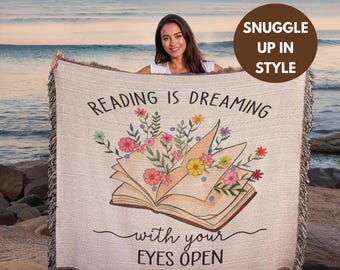 Book Lover Gift, Book Lover Library Gift Heirloom Woven Blanket, Book Blanket Gift For Daughter, Bookworm Book Club Gift,  Book Reader Gift