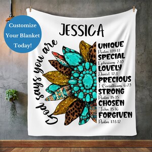 God Says You Are Bible Verse Blanket, Personalized Throw Blanket Gift For Christian, Housewarming Gift, Custom Name Blanket, Birthday Gift