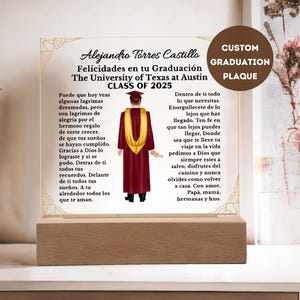 Personalized Spanish Graduation Plaque: Class of 2025 LED Gift