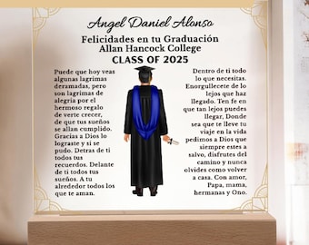 Custom Spanish Graduation Plaque: Class of 2026 Acrylic Plaque LED Gift