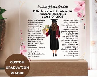 Personalised Graduation Gift Spanish, Graduation Plaque, Graduation Gift for Her, Daughter Graduation Gift for Granddaughter, Niece, Friend