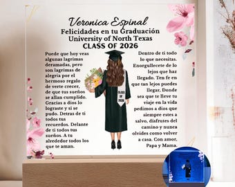 Personalized Graduation Plaque Spanish: Class of 2026 Acrylic LED Gift