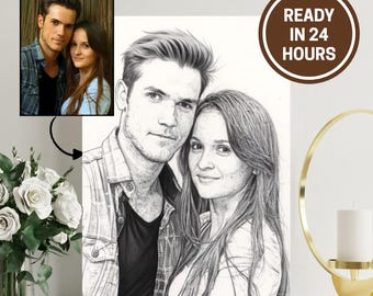 Custom Portrait Sketch: Digital Pencil Drawing From Photo (8x10" Printable Download)