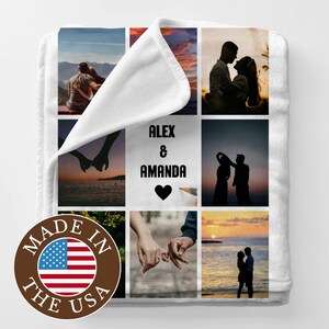 Personalized Photo Blanket, Photo Blanket with Text, Couples Gift, Custom Blanket with Photos Text, Anniversary, Personalized Throw Blanket
