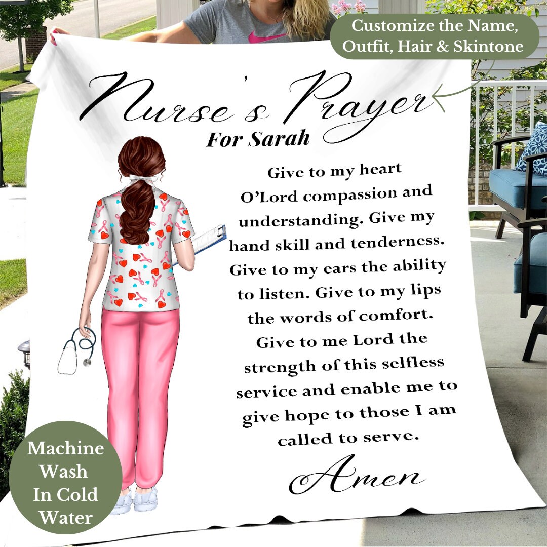 Custom Nurses Prayer Blanket, Nursing School Gift, Motivational Christmas Gifts, Sentimental