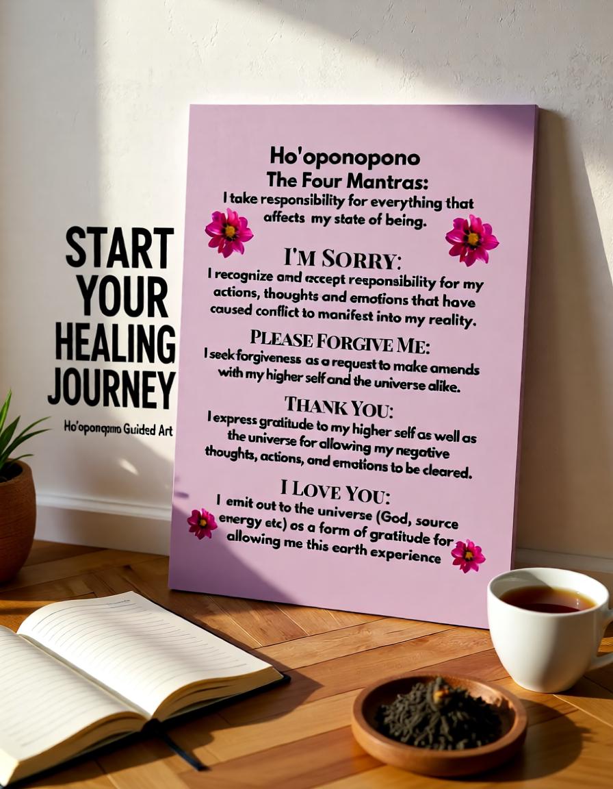 Healing Wall Art for Anxiety Relief, Ho’oponopono Prayer Print, Self ...