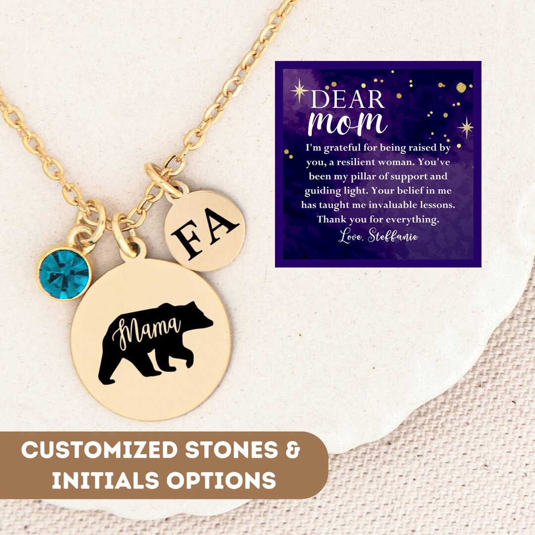 Personalized Necklace for Mom Gift, Mama Bear Necklace, Mama Bear Gifts ...