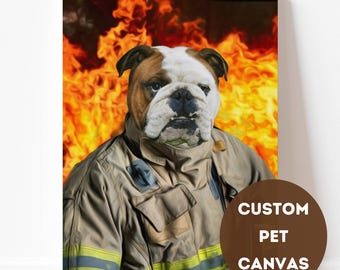 Custom Pet Portrait Canvas: Dog & Cat Costume Art, Pet Memorial Gift