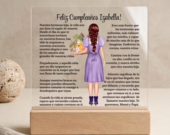 Personalized Spanish Daughter Birthday Gift, Acrylic Plaque from Mom or Dad, LED Night Light, Regalo Para Mi Hija, Light-Up Keepsake Decor,