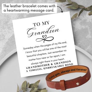 Engraved Bracelet from Grandma Grandson Custom Bracelet Personalized Custom Engraved Name Leather Bracelet Birthday Graduation Gifts For Men