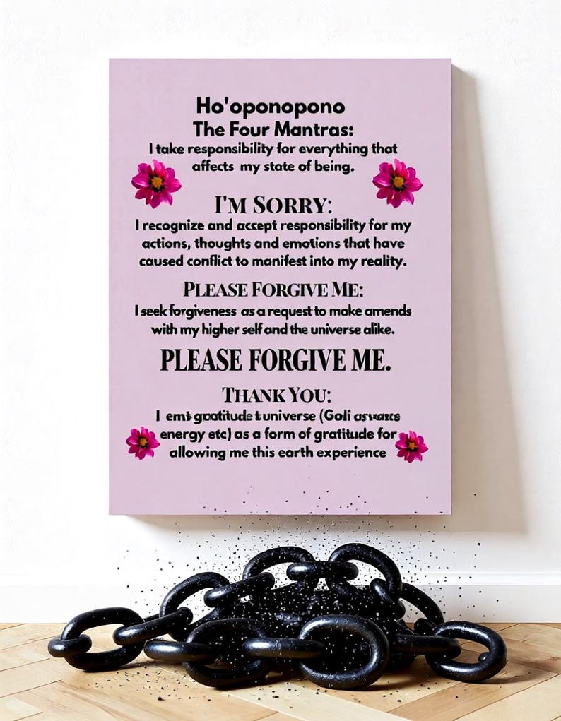 ho'oponopono prayer textile wall hanging hawaiian self love gift mindfulness inspiration motivation self care art — woven tapestry featuring the prayer in soft neutral yarns and hand‑stitched tropical accents, designed to soften acoustics while serving as a daily reminder for self‑compassion practices.