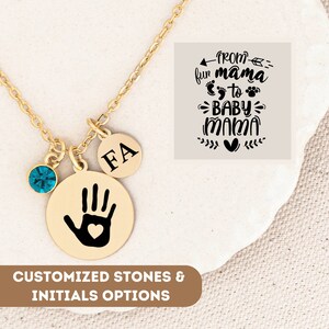 Personalized Necklace For Mom Gift, Baby Mama Gift, Mom Jewelry, Hand Necklace, Hand Pendant, Mom Necklace, Custom Mom Gift From Daughter