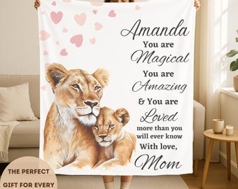 Personalized Baby Lion Blanket For Girls Swaddle For Newborn Boys Safari Blanket For Toddlers Custom Name Blanket For Baby Daughter Blanket