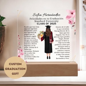 Personalized Graduation Plaque Spanish: Class of 2026 Acrylic LED Gift
