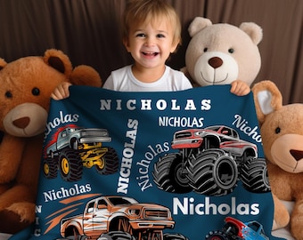 Custom Monster Truck Gift Truck Blanket Monster Truck Boys Truck Lover Gift Monster Truck Decor Customized Truck Personalized Truck Blanket