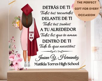 Customized Spanish Graduation Plaque: Class of 2026 Acrylic LED Gift