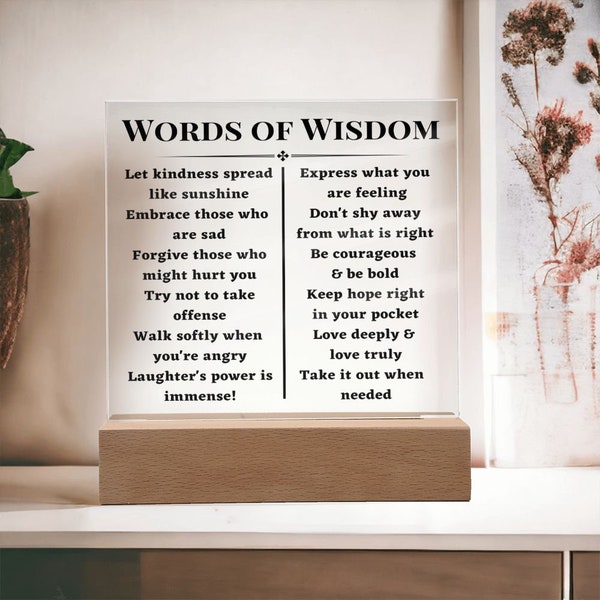 Words of Wisdom Acrylic Plaque, Empowerment Gift For Daughter, Granddaughter, Niece, Son, Grandson, Nephew & Best friend, Christmas Gifts