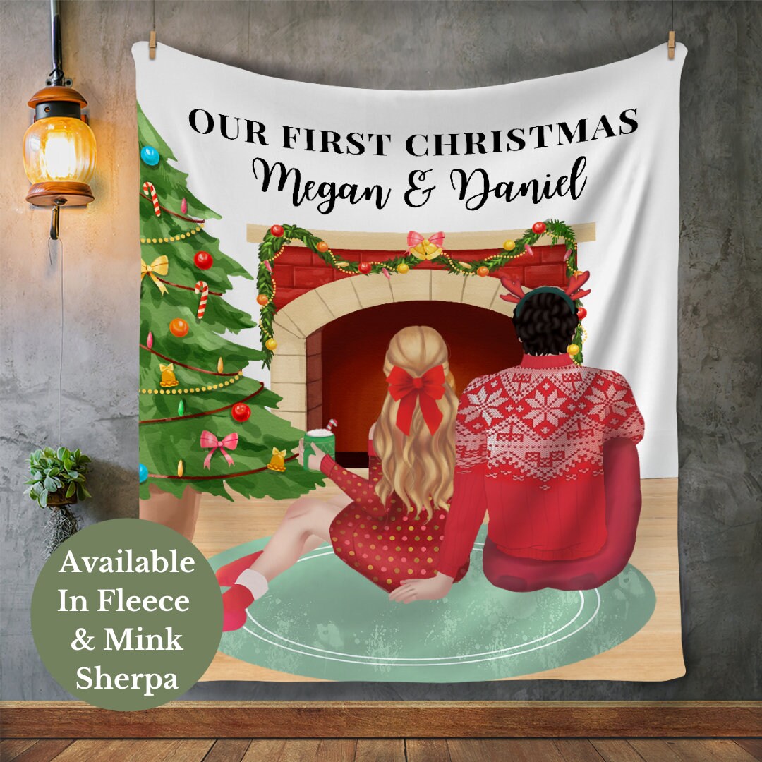 Custom Our First Christmas Blanket, Newly Wed Throw Blanket, Engagement