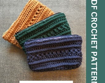 Mini Zippered Crochet Pouch Pattern: Small Fabric-Lined Bag (PDF Pattern)