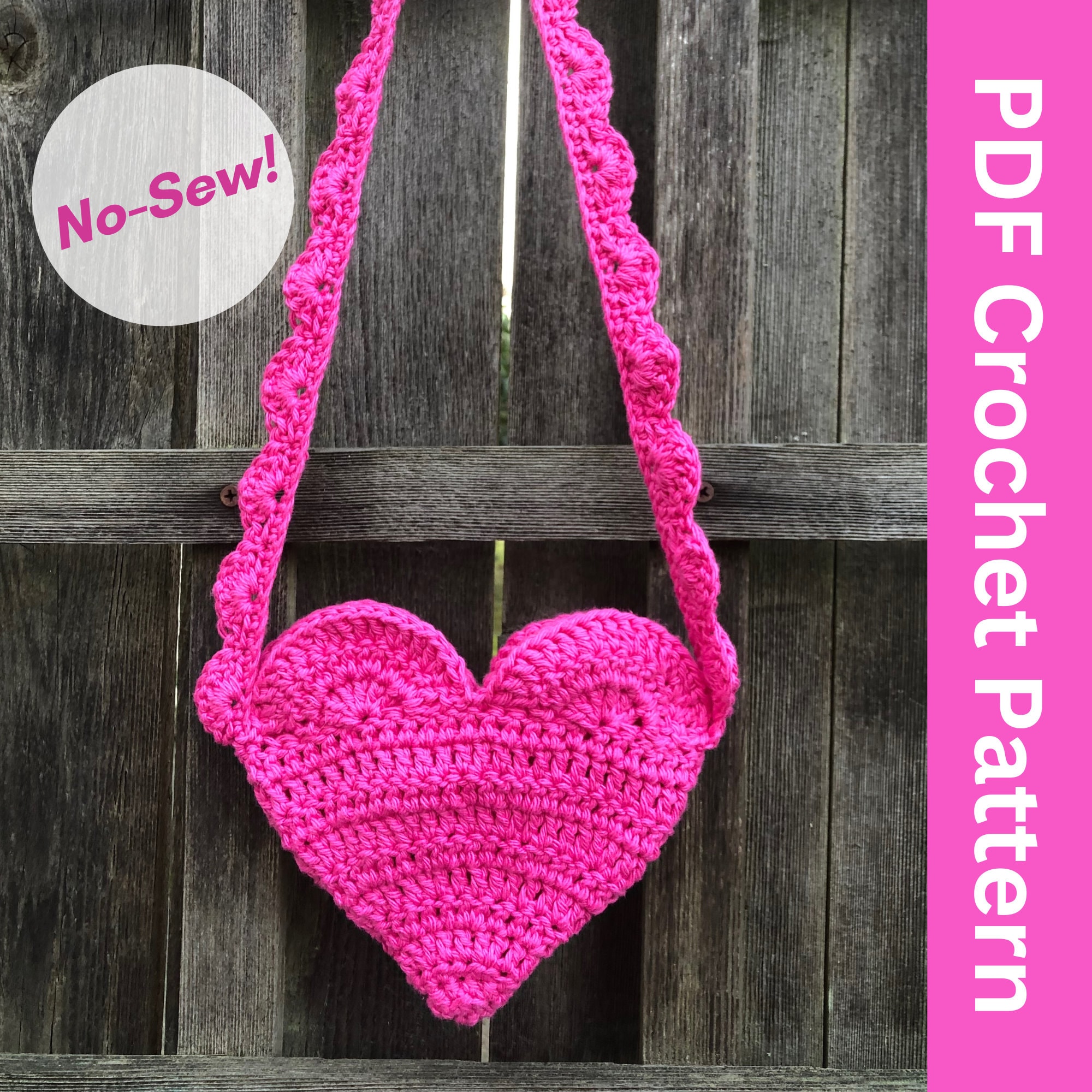 No-sew Heart Purse Crochet Pattern - Sweetheart Scallop Bag 