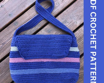 Striped Handbag Crochet Pattern: Flap Purse (PDF Pattern)