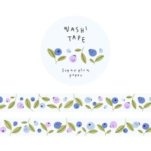 Blueberry Bush Washi Tape | Scrapbooking and Journaling Supplies | 15mm x 10m