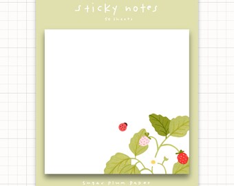 Strawberry Bunch POST-IT® Notes | Cute Cottagecore Sticky Notes, Fruity Floral Stationery