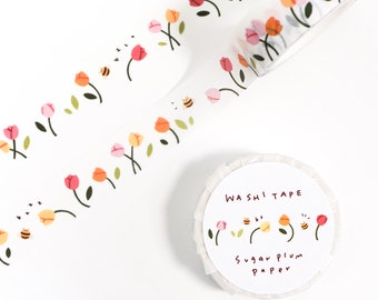 PREORDER Tulip Garden Washi Tape | Scrapbooking and Journaling Supplies | 15mm x 10m