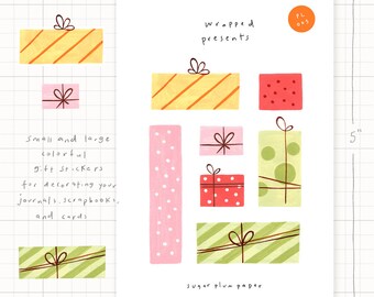 Verpackte Geschenke Sticker Bogen // Geburtstagsgeschenk Aufkleber, Bullet Journal, dekorative Planer Scrapbook Sticker zum Kartenbasteln