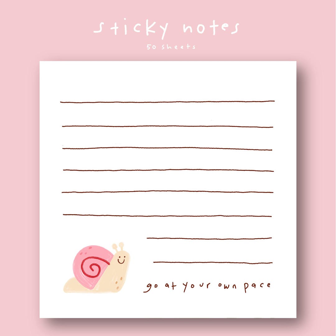 Snail Taking Notes Motivational Snail POST-IT Note | Minimal Cute Affirmation Sticky Note ...
