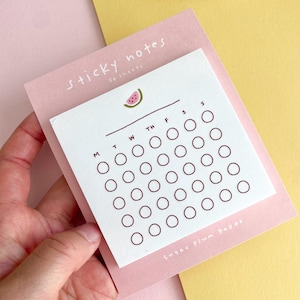 Watermelon Habit Tracker POST-IT® Notes | Minimal and Cute Sticky Notes, Fruit Stationery Notepad, Daily Weekly Monthly Tracker Memopad