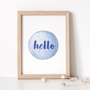 Ocean Watercolor Hello Sign - Nursery Decor - Wall Art Print - DIGITAL FILE DOWNLOAD