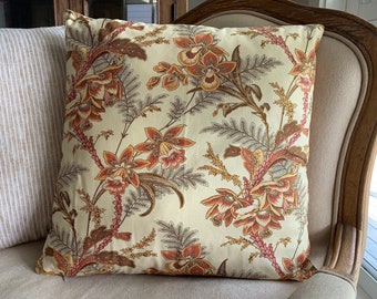 Delightful basque style in warm tones cushion cover
