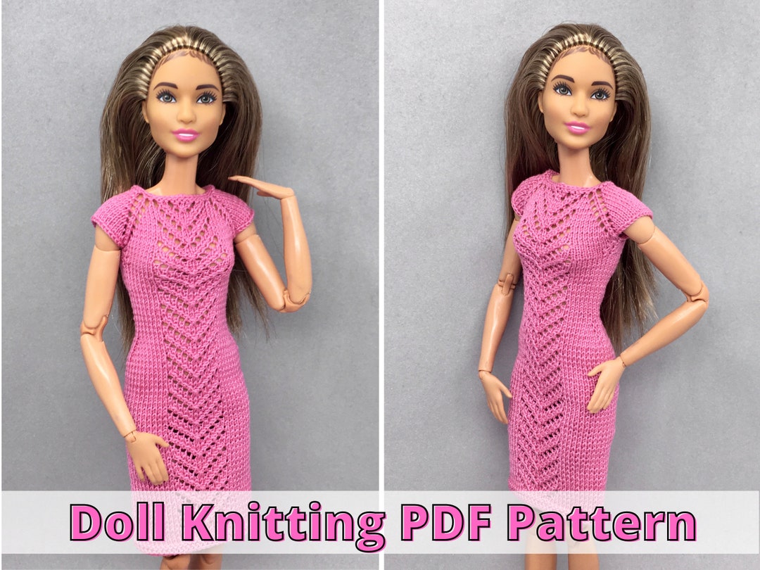 Dress Knitting Pattern for Barbie Doll, 11,5 Inch Doll Clothes, PDF