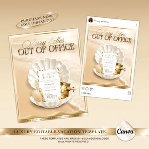 Luxury Summer Vacation Canva Template, Editable Gold & Beige Instagram Post, Beauty Salon, Holiday Flyer, Beauty Social Media Content