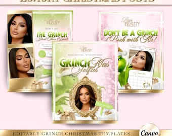 Luxury Gold & Pink Christmas Posts, Canva Template, Editable Holiday Flyer, Beauty Template, Beauty Salon Instagram Posts, Instagram Flyer
