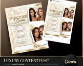Luxury Gold & Beige Bring a Bestie Deal Canva Template, Beauty Salon Flyer, Instagram Post, Special Offer, Beauty Template, Lash Tech Flyer