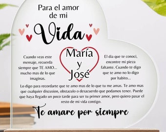 Für El Amor De Mi Vida | Regalo Para Esposa | Novia | Kette | Schmuck | Für immer Liebe Plaque | Individuell | Regalo Für Esposo | Neu