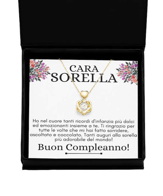 Collana per Sorella, Collana Regalo per La Sorella, Collana Bellissimo  Regalo, Compleanno, Sorella, Bellissimo, Bellisima, Tanti Auguri 