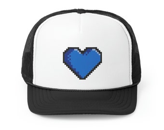 Pixel Heart Trucker Cap, Adjustable Mesh Back