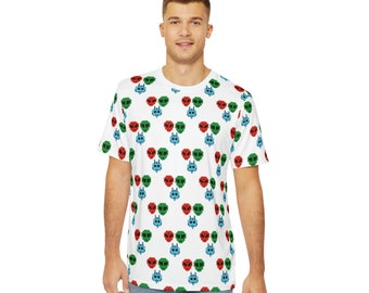 RGB Alien Pixel Art Men's Tee - All Over Print