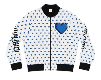 BitDrip Blue Heart Women's Bomber Jacket (AOP)