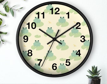 Whimsical Frog Wall Clock, Nature-Inspired Decor, Silent Ticking, Wall Clock Unique, Artful Clocks