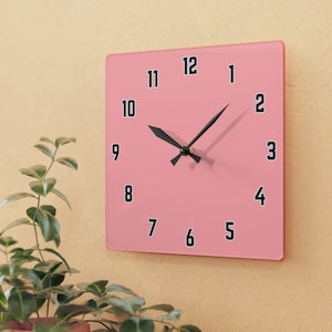 Pink Minimalist Wall Clock - Bold and Contemporary Home Decor, Artful Clocks