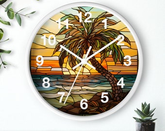 Palmboom-wandklok: op de natuur geïnspireerde tijdwaarneming voor uw huis, unieke wandklok, klok met cijfers, 10 inch